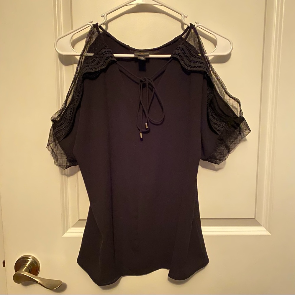 Worthington Petites Solid Black Cold Shoulder Lac… - image 2